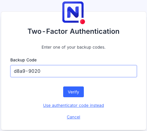 Sign in with backup code