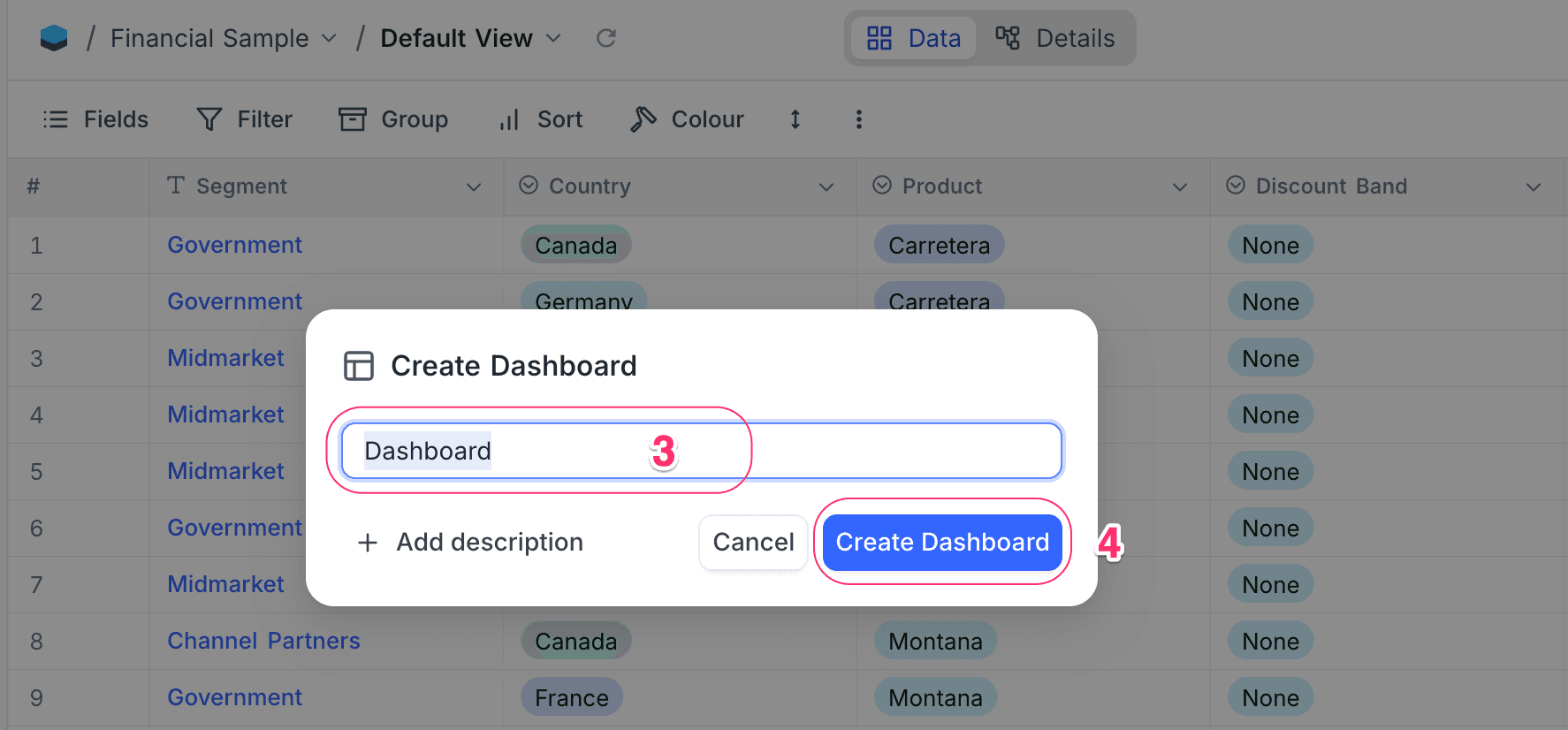 Create a new dashboard
