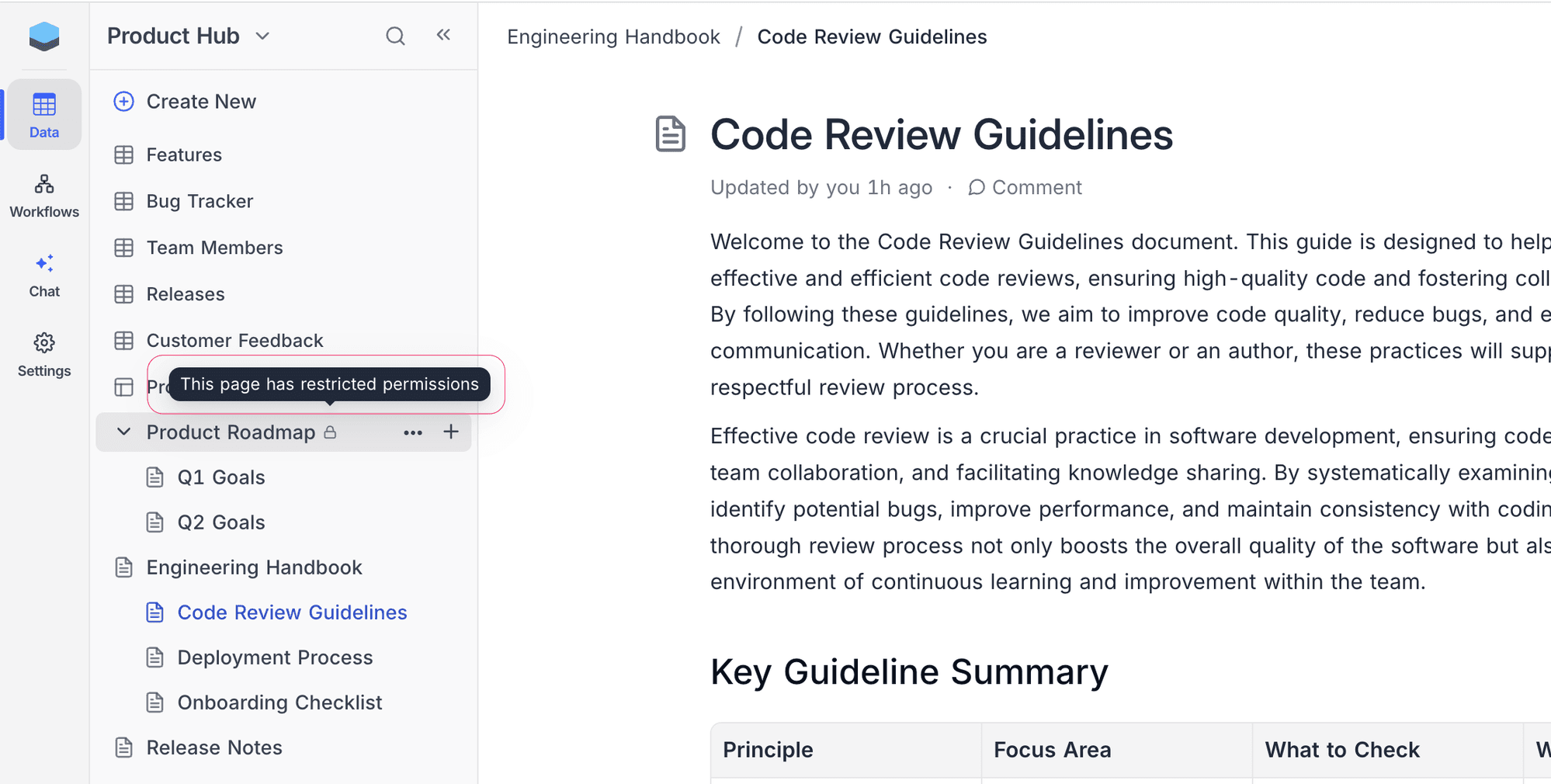 Lock icon on document with restricted permissions