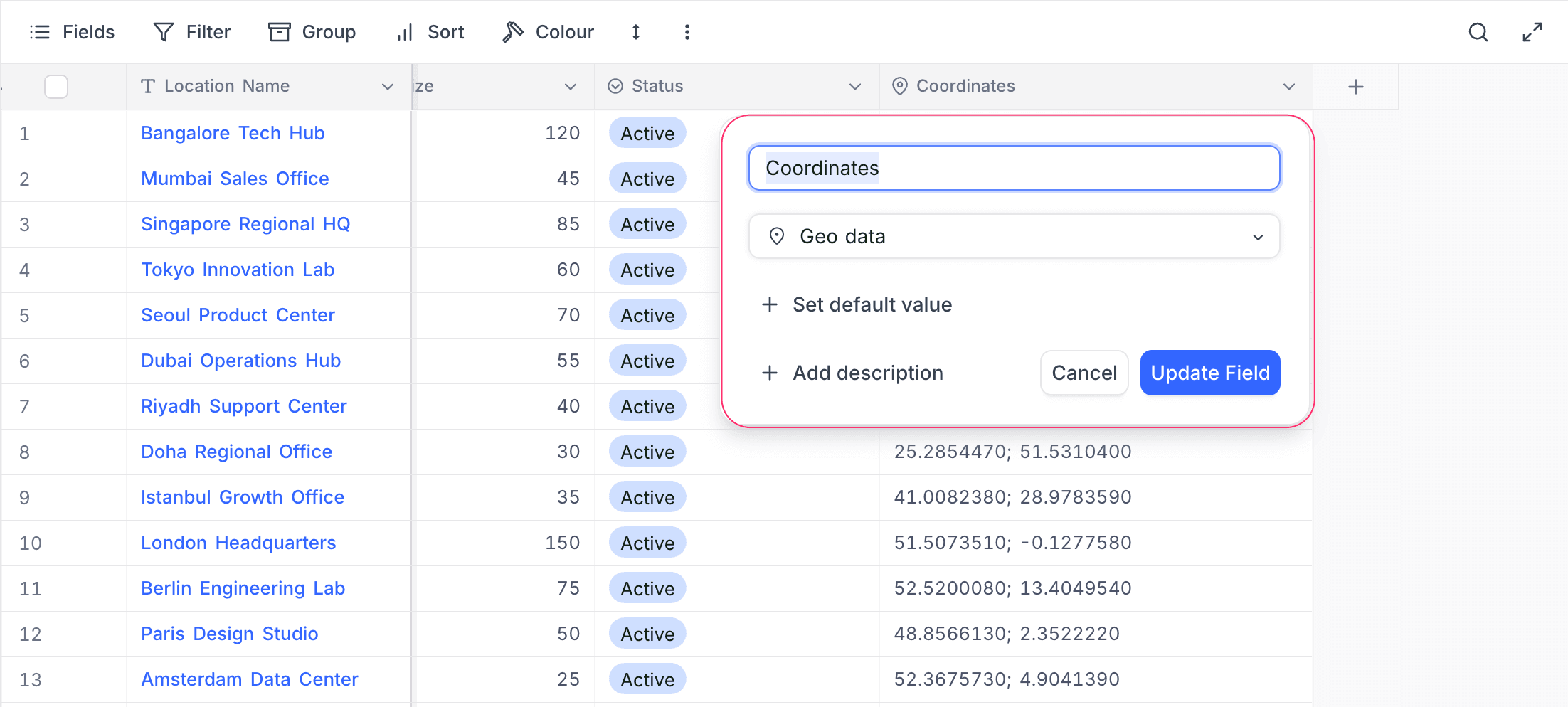 Create GeoData field