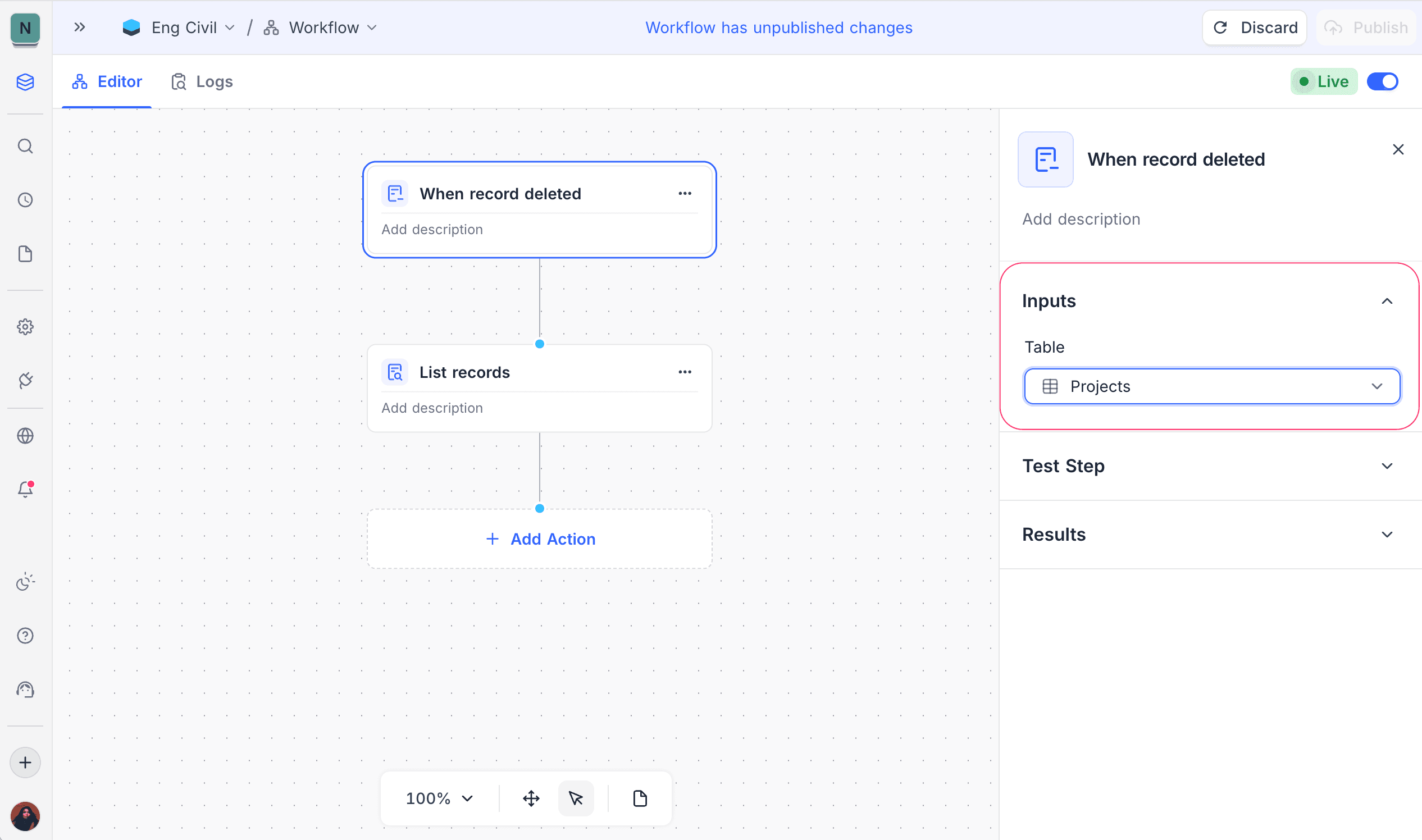 Record Deleted Trigger Configuration