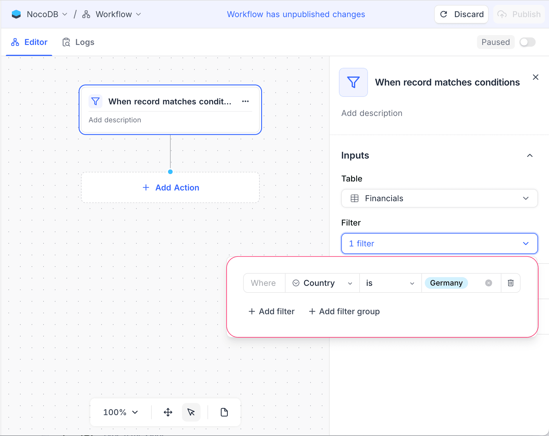 Record Matches Condition Trigger Configuration