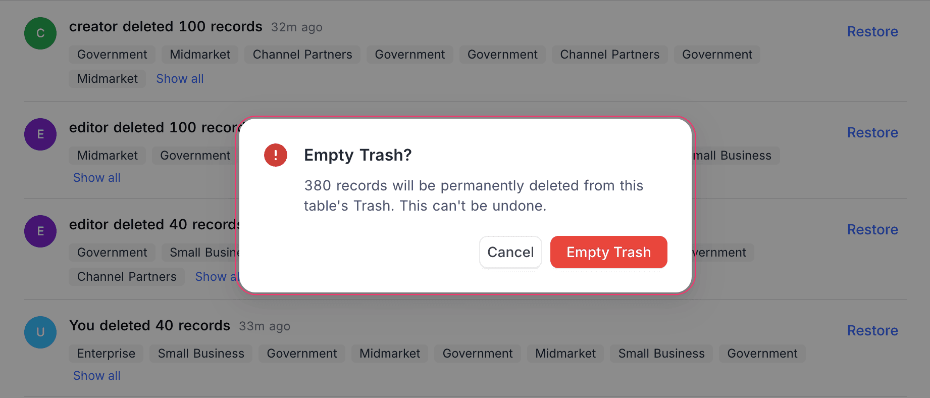 Empty Trash confirmation
